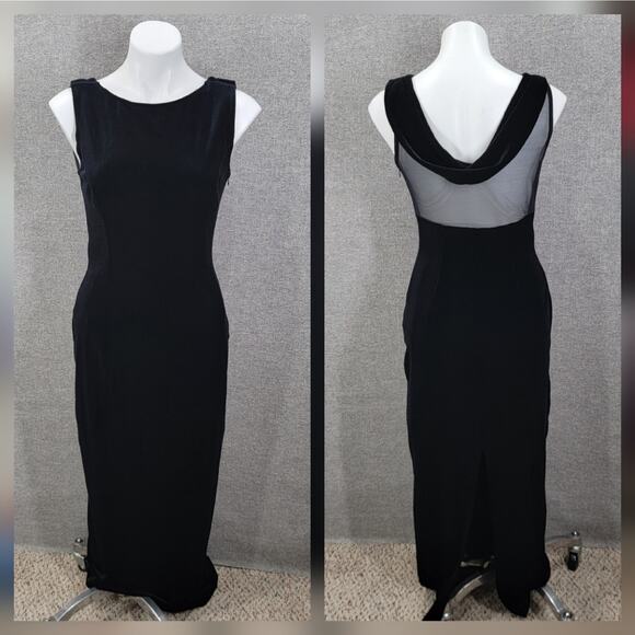 SCOTT McCLINTOCK BLACK VELVET LONG DRESS, SIZE 8 - Picture 1 of 7